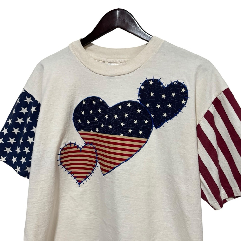 Vintage LA Sportswear American Flag Stars And Stripes Sleeves T Shirt XL 23x27.5 - Picture 3 of 7